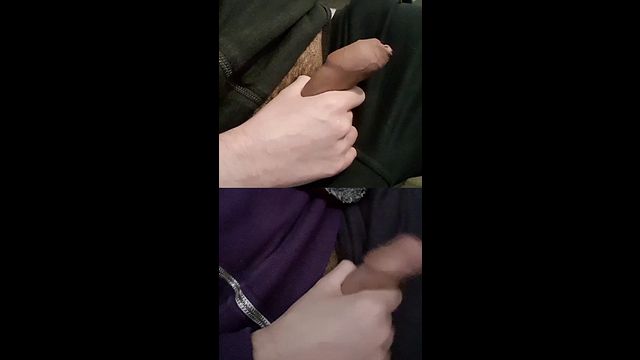 Two Fat Cocks Stroked with Glistening Pre-Cum