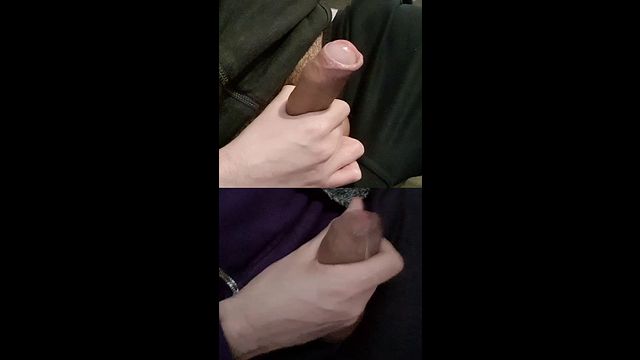 Two Rigid Cocks Leak Pre-Cum During Fapping