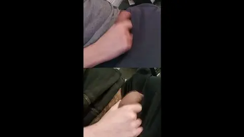 Twink Gives Handjobs to Two Girthy Cocks