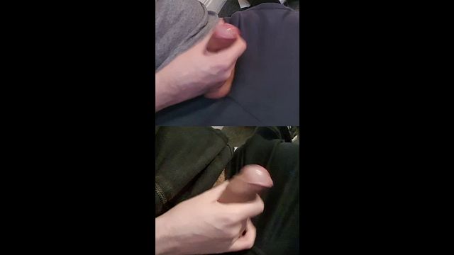 Two Swollen Cocks Get Handjobs with Precum