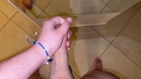 Horny Guy Strokes Big Cock in Hotel Room