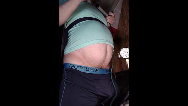 Gay Belly Inflation with Air on Knees