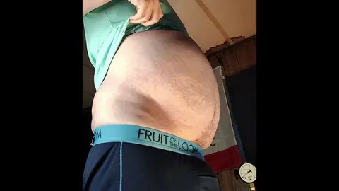Gay Guy Inflates Belly with Air