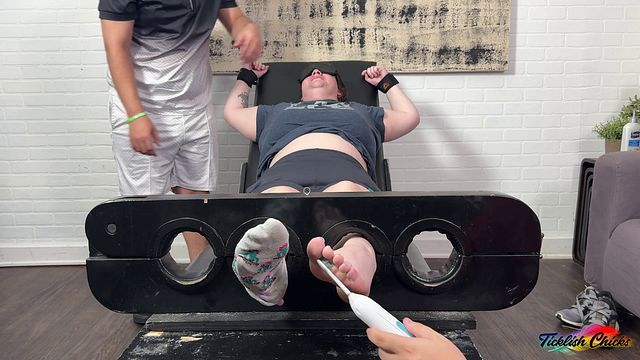 Blindfolded Nurse Tickled by Two Males