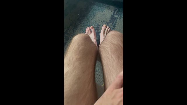 Hairy Legged Guy Shows Off Big Feet