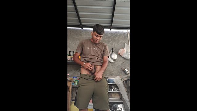 Indian Twink Masturbates in Kitchen