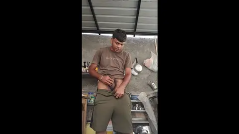 Indian Twink Masturbates in Kitchen