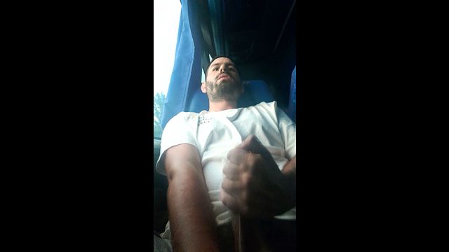 Uncut Guy Exposes Himself on Bus and Cums