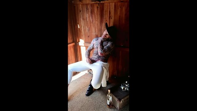 Cowboy Enjoys Cigar and Blows Load