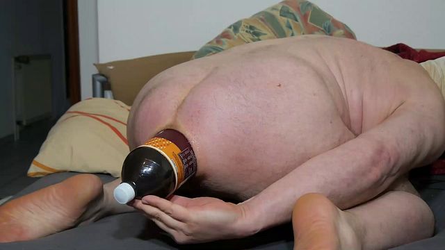 Gay Twink Stretches Anus with Large Bottle