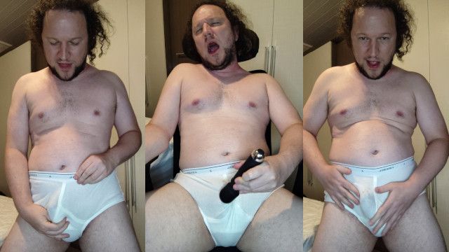 Guy Cums in White Jockey Briefs After Verbal Tease