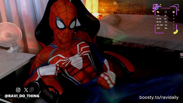 Spiderman Masturbates to Orgasm with Anal Vibrations