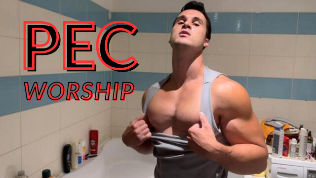 Muscular Jock Shows Off Pecs During Worship