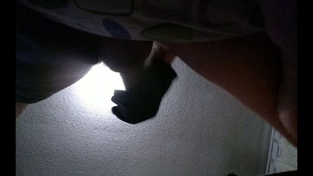 Leather Boy Jerks Off with Black Gloves POV