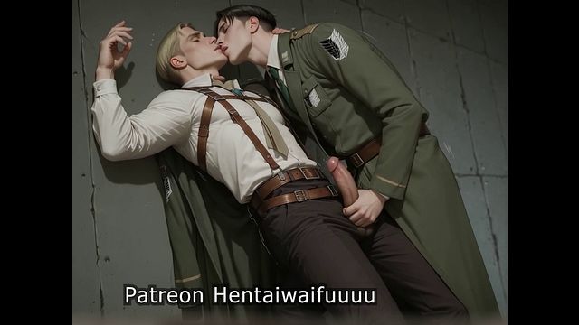 Levi & Erwin Make Out, Jerk Off in Uniform