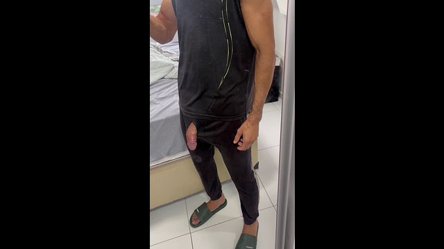 Daddy’s huge 9-inch cock loves ripped pants so guys can stare