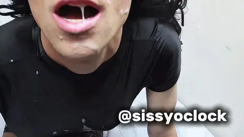 Goth Femboy Gets Facial Cleanup After Big Dick Blowjob
