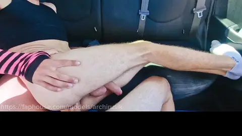 Solo Blowjob and Ass Fucking in Stranger's Car on Highway