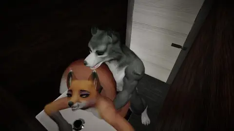 Fox and Wolf Have Toilet Sex