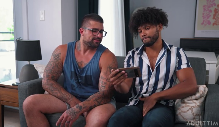 Buddies Jerk Off Together on Sofa
