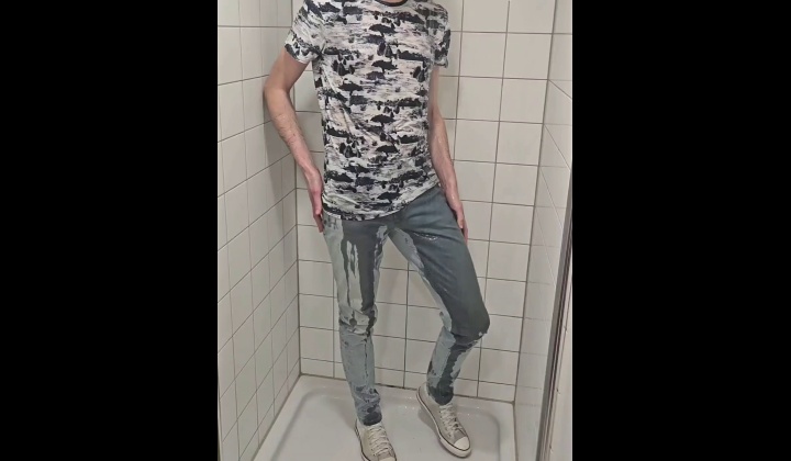 Gay Guy Plays in Shower Fully Clothed