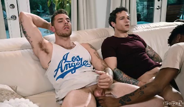 Buddies Jerk Off Together in Threesome