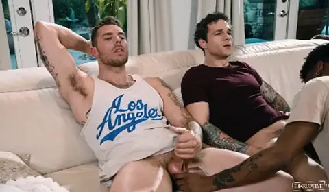 Buddies Jerk Off Together in Threesome