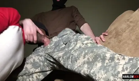 Military Men Engage in Deep Throat Fucking