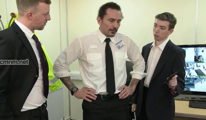 Security Guards in Uniform Engage in Oral Sex