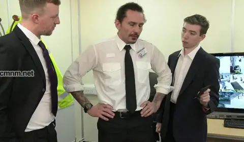 Security Guards in Uniform Engage in Oral Sex