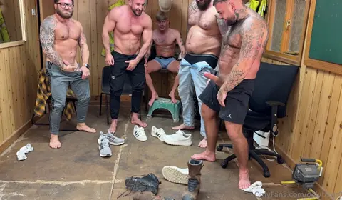 Alpha Men Sniff and Lick Stinky Feet in Sneakers