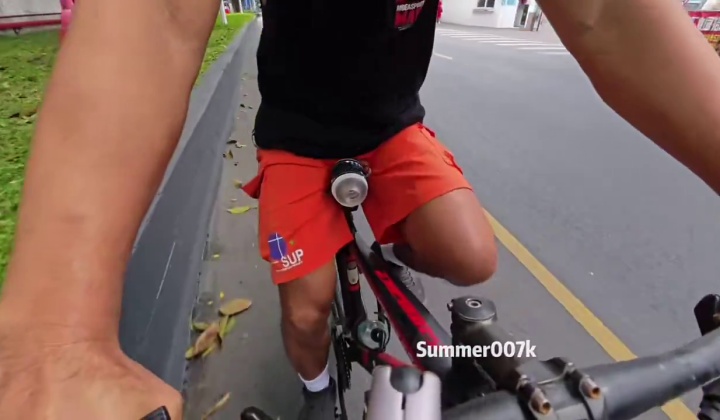 Guy Gets Hard On Bike Outdoors