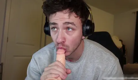 Guy Plays with Dildo in Solo Action