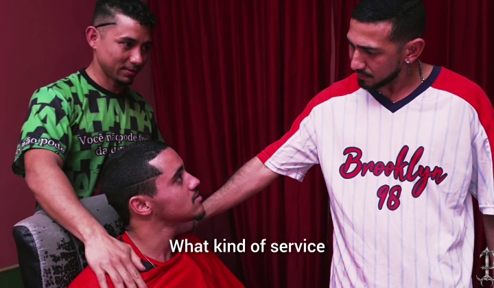 Douglas Machado in Bareback Threesome at Barber Shop