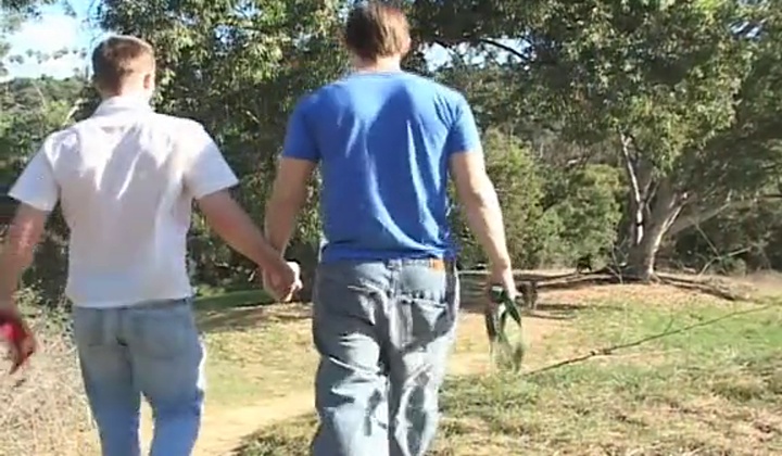 Gay Couple Enjoys Doggy Style Sex