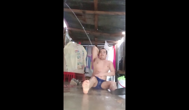 Jesus in Boxers Takes a Shower
