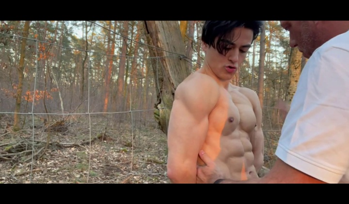 Men Engage in Gut Punching and Nipple Play Outdoors