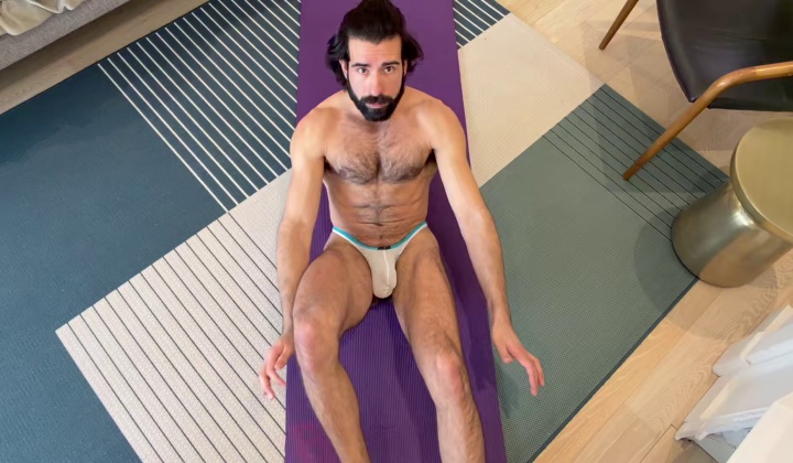 Twink Shows Off Back Stretch and Ab Strength