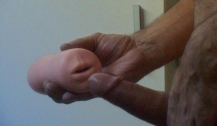Twink with Big Cock Uses Fleshlight Mouth for Rough Blowjob