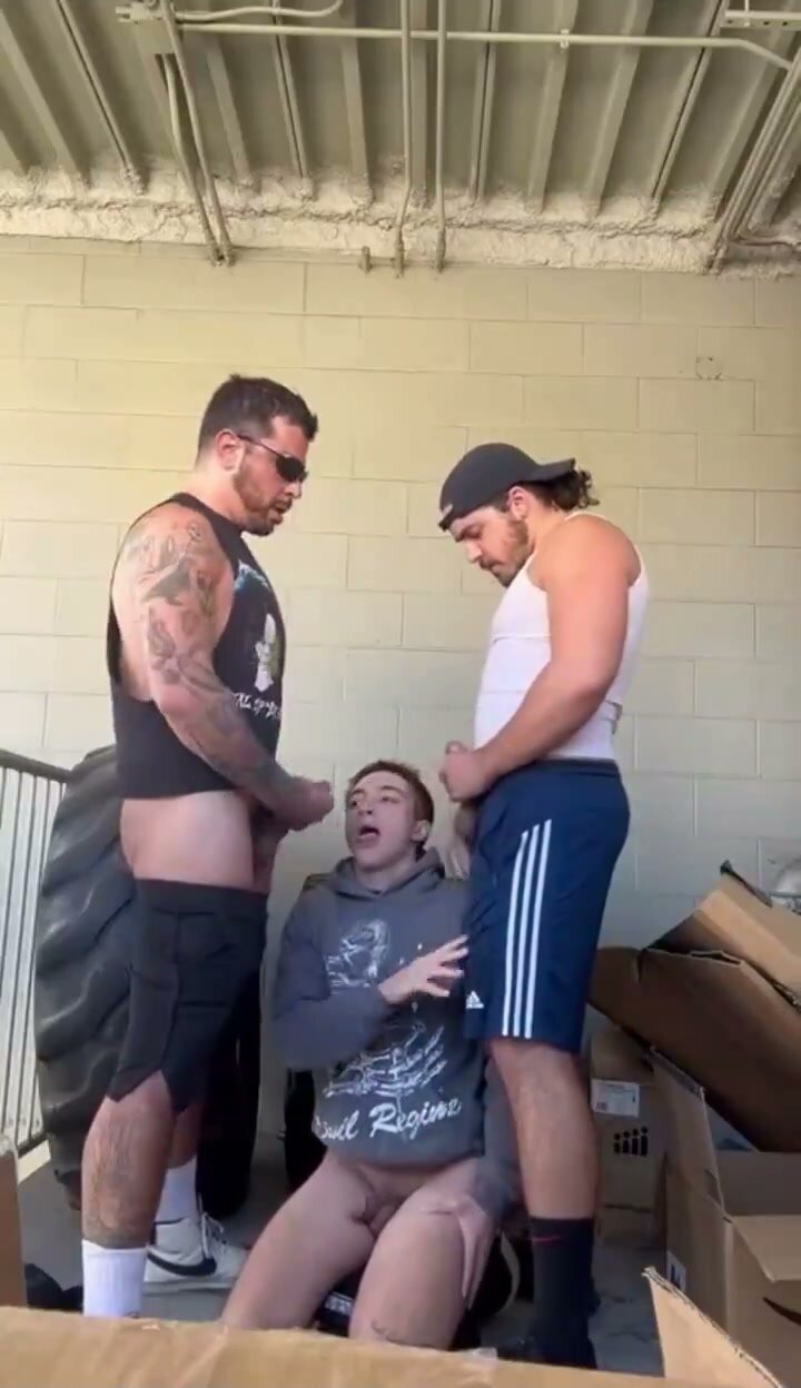 Twink Receives Double Blowjob from Two Tops