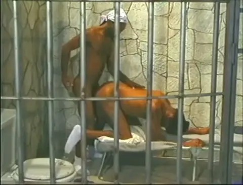 Black Bull Dominates Prisoner in Cell Block