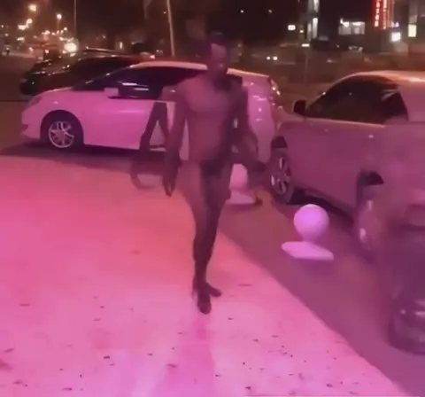 Cousin Shows Off His Body While Walking