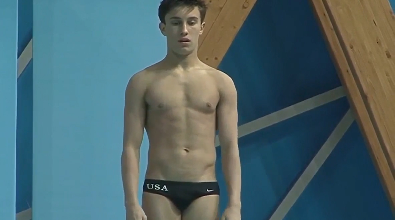 Diver M. Flory Wears Black Speedos