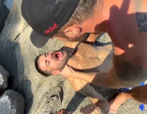 Aggressive Gay Sex on Beach with Rough Fucking