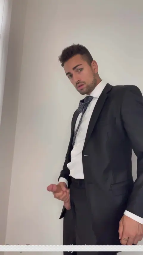 Executive in Suit Jerks Off on Dress Shoes
