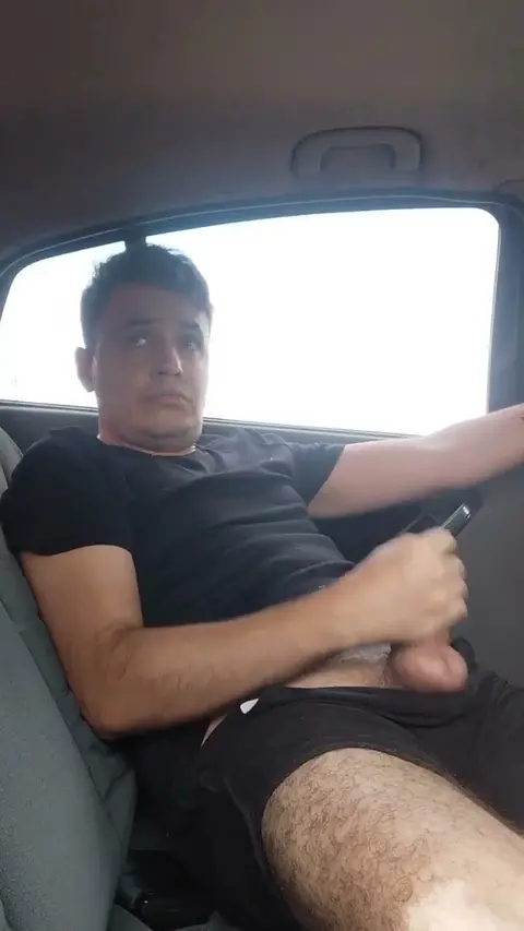 Gay Guy Jerks Off in Car and Cums
