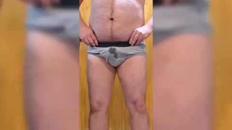 Guy Masturbates with Wand, Cums in Gray Briefs
