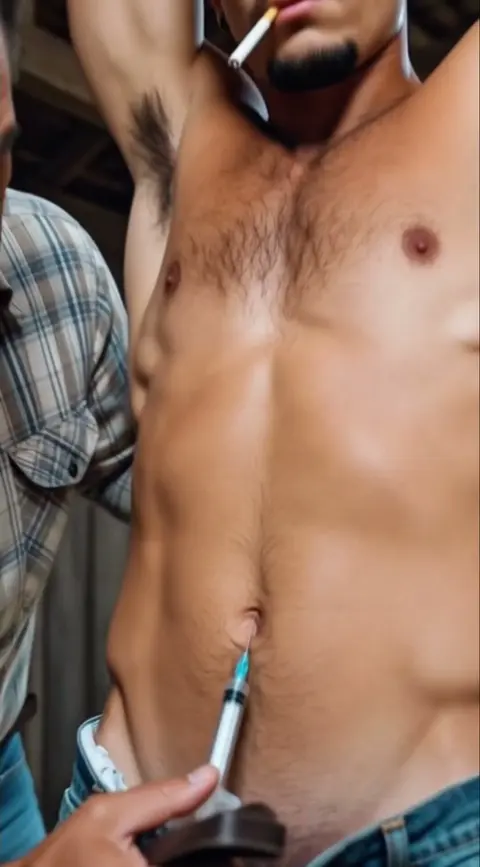 Blond Men Show Off Torsos and Navels