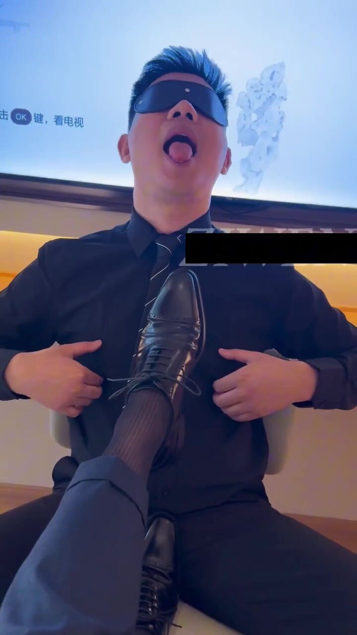 Boss in Suit Sniffs Shoes and Sheer Socks