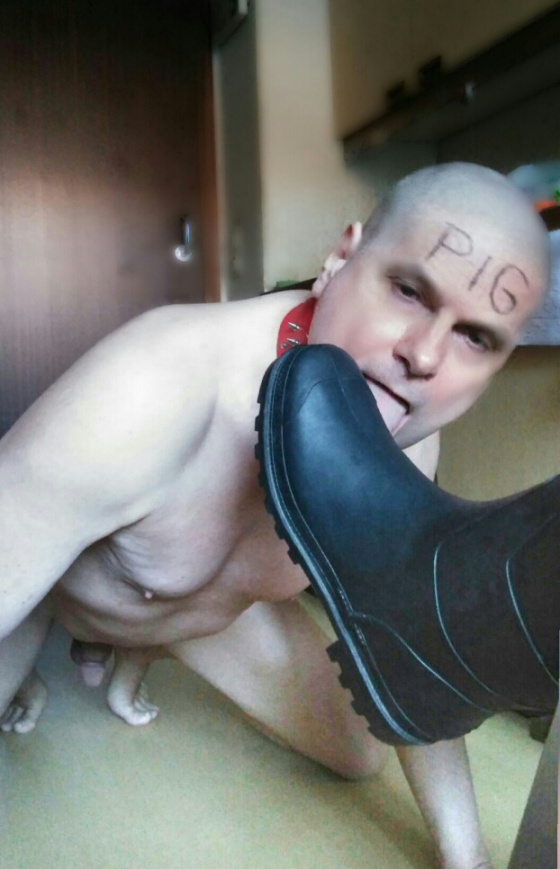 Slave Licks Dirty Boots in Kinky Scene